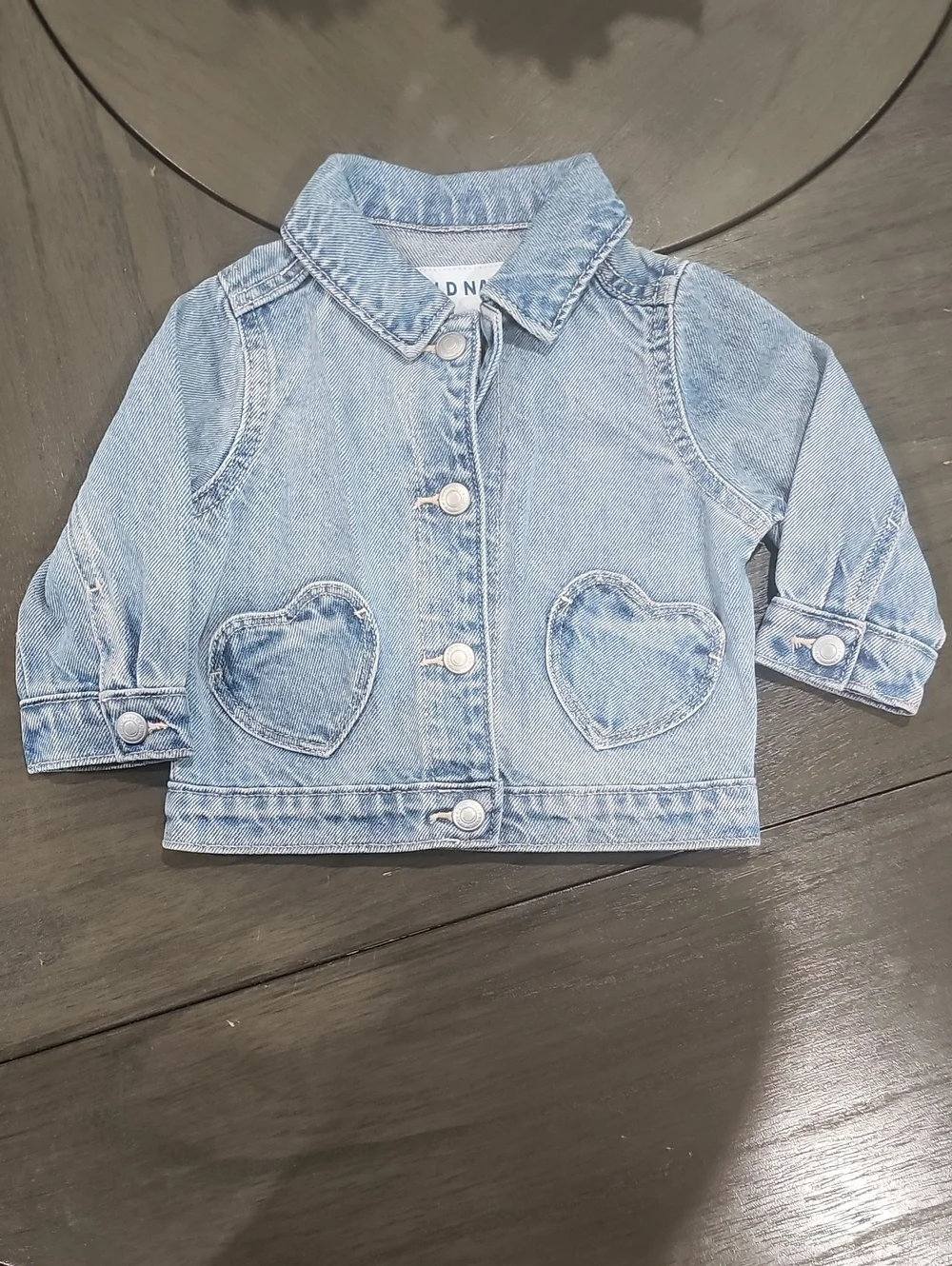 Old Navy Girls Light Blue Denim Jacket with Heart Pockets